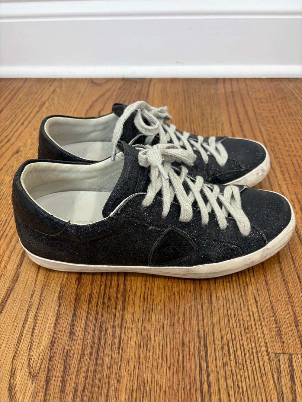 Philippe Model Paris Black Glitter Low-Top Sneakers